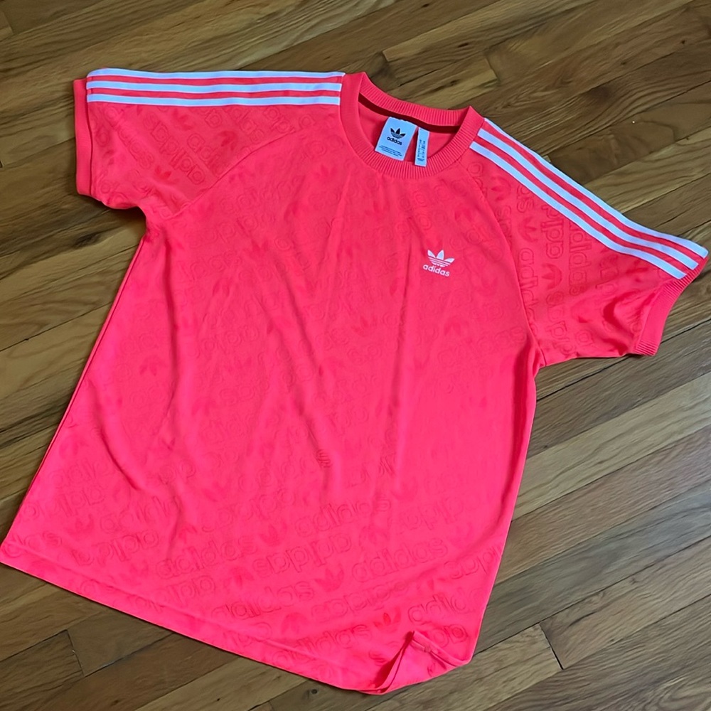 Neon orange adidas shirt